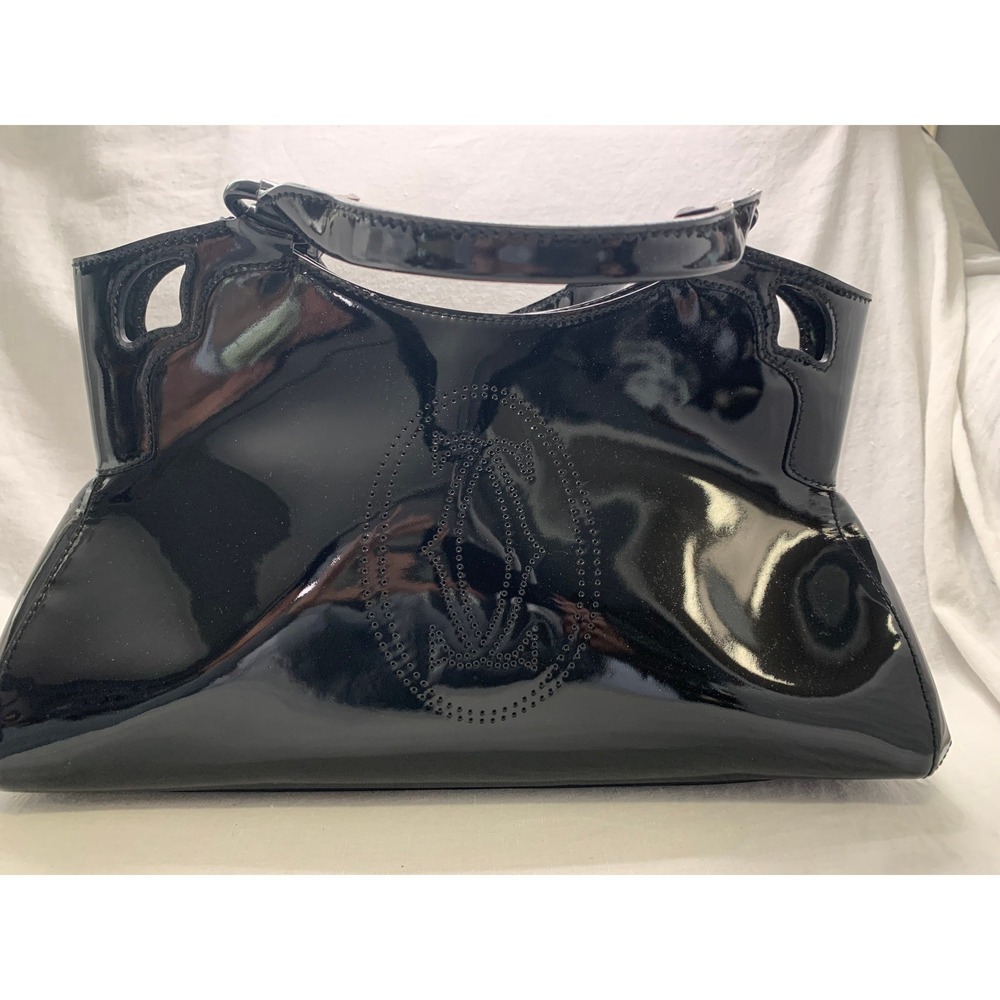 Cartier Marcello de Cartier Black Patent Leather Handbag Silver Hardware #599